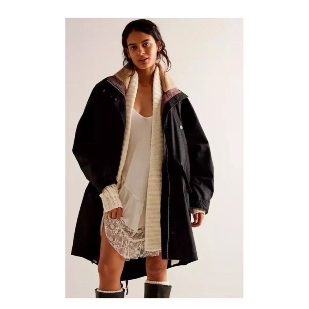 Free People Utility Jacket Black and Cream
